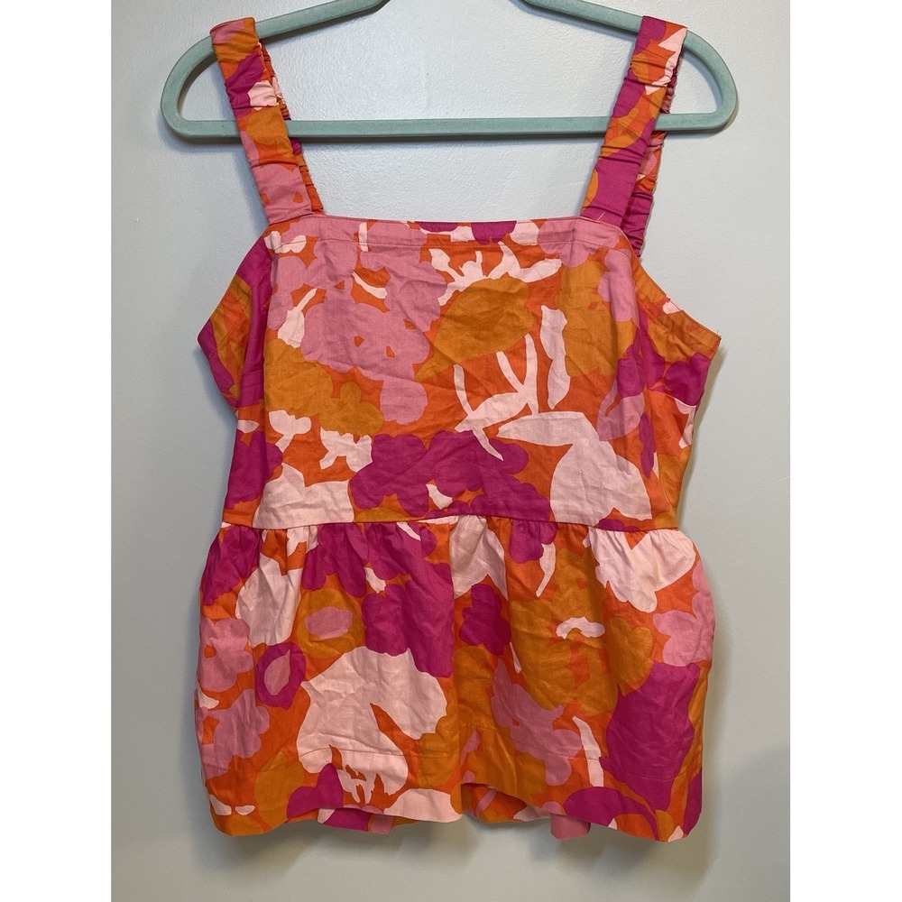 Free Assembly Square Neck Top Size L Elastic Straps Bold Colorful Spring Casual